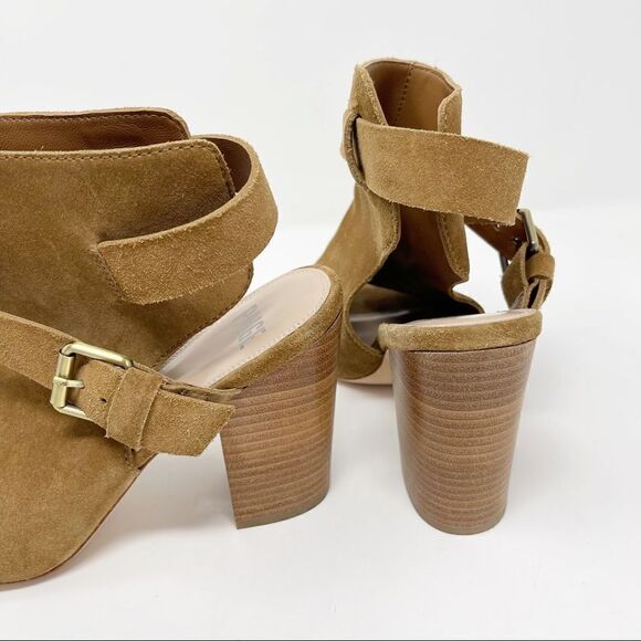 Paige Suede Mimi Buckle Peep Toe Ankle Booties - Picture 9 of 10